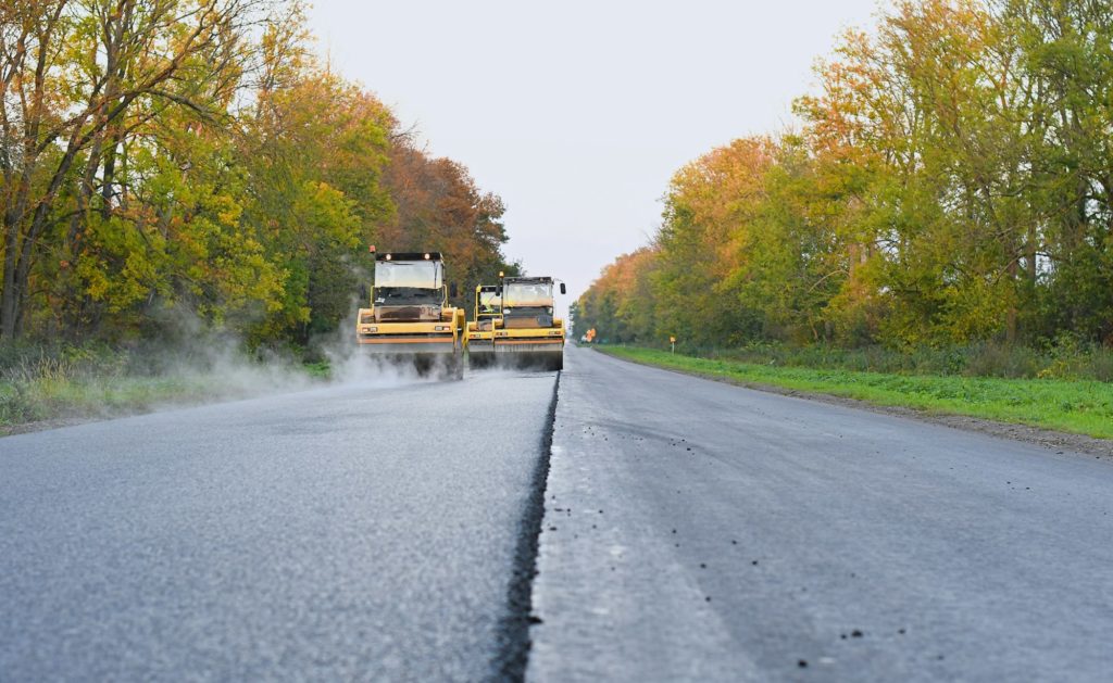 road roller working